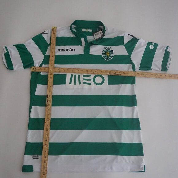 Macron Sporting Portugal Green White M14 Home Shirt Soccer Football Jersey 3XL - Picture 3 of 12